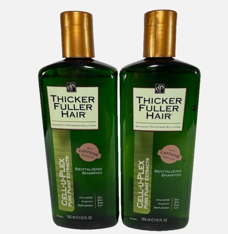 2 Thicker Fuller Hair Shampoo Cell-U-Plex w/ Caffeine Revitalizing for Hair 12oz